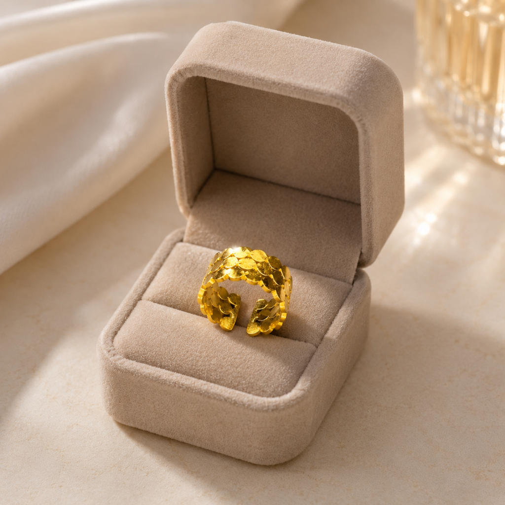 Golden Cascade Statement Ring