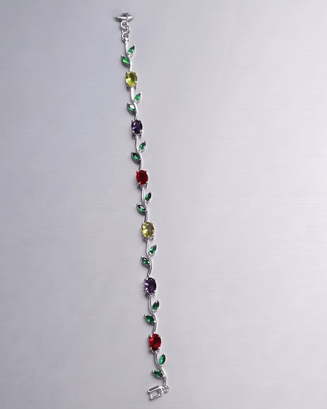 Enchanted Vine Bracelet-Multicolor Crystal Leaf Charm
