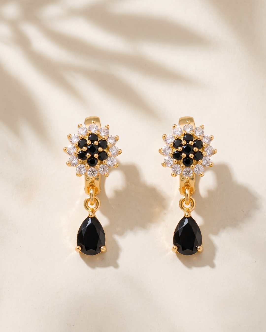 Midnight Bloom Crystal Drop Earrings