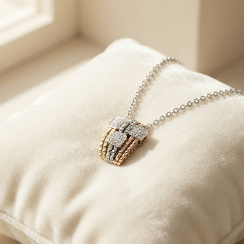 Luxe Trinity Cross Pendant Necklace