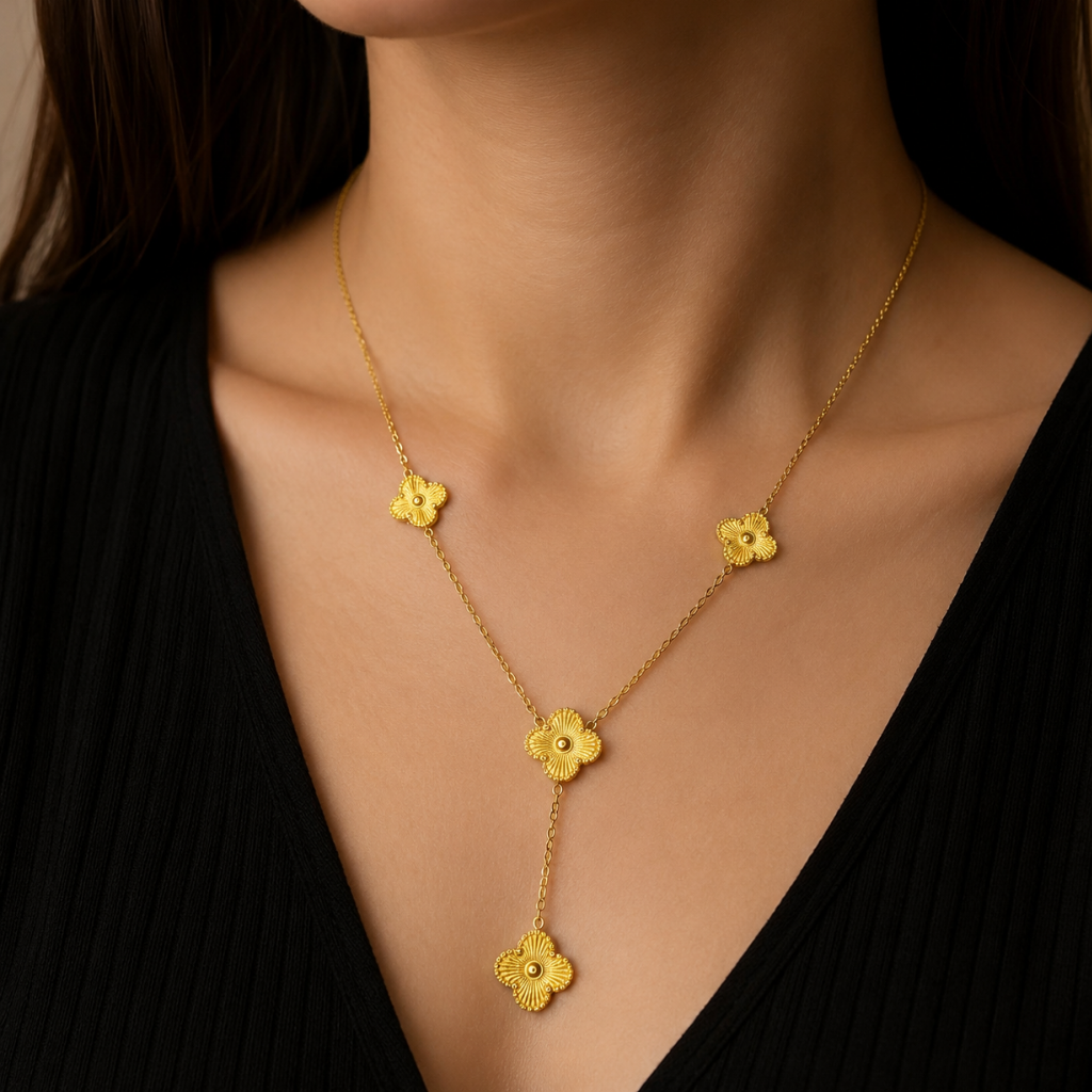 Golden Clover Elegance Necklace