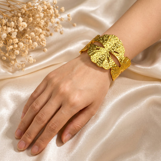 Golden Leaf Modern Cuff Bracelet
