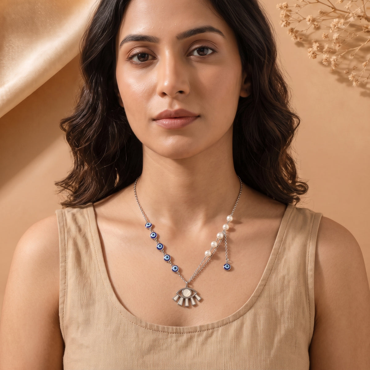 Elysian Evil Eye Pearl Necklace