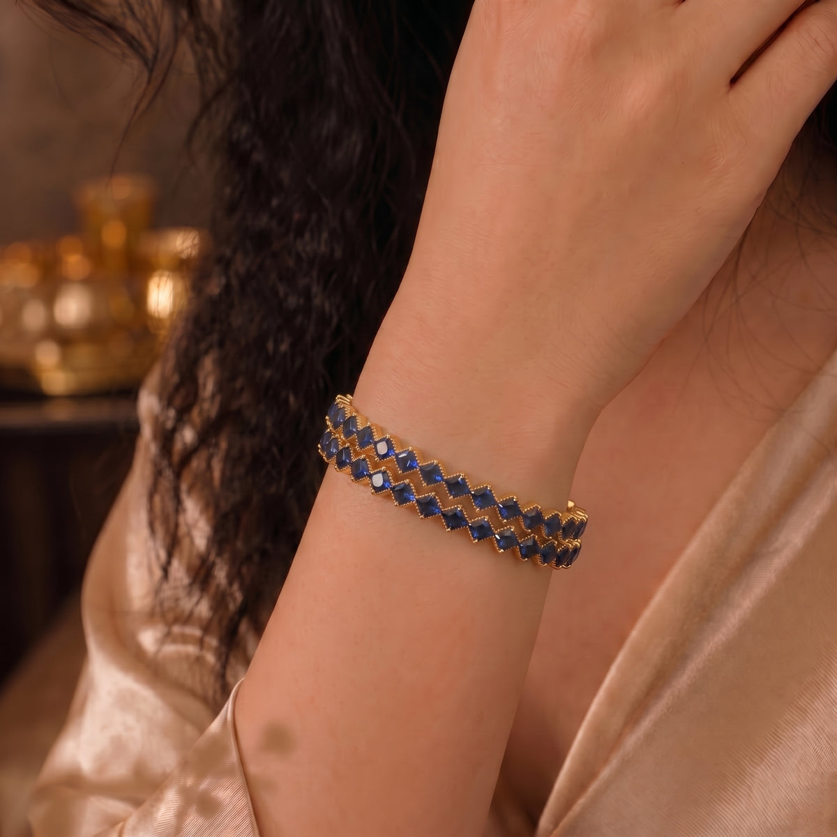 Elegant Sapphire Glow Bangles