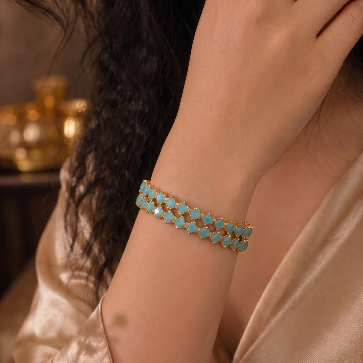 Aqua radiance Crystal Bangle Set