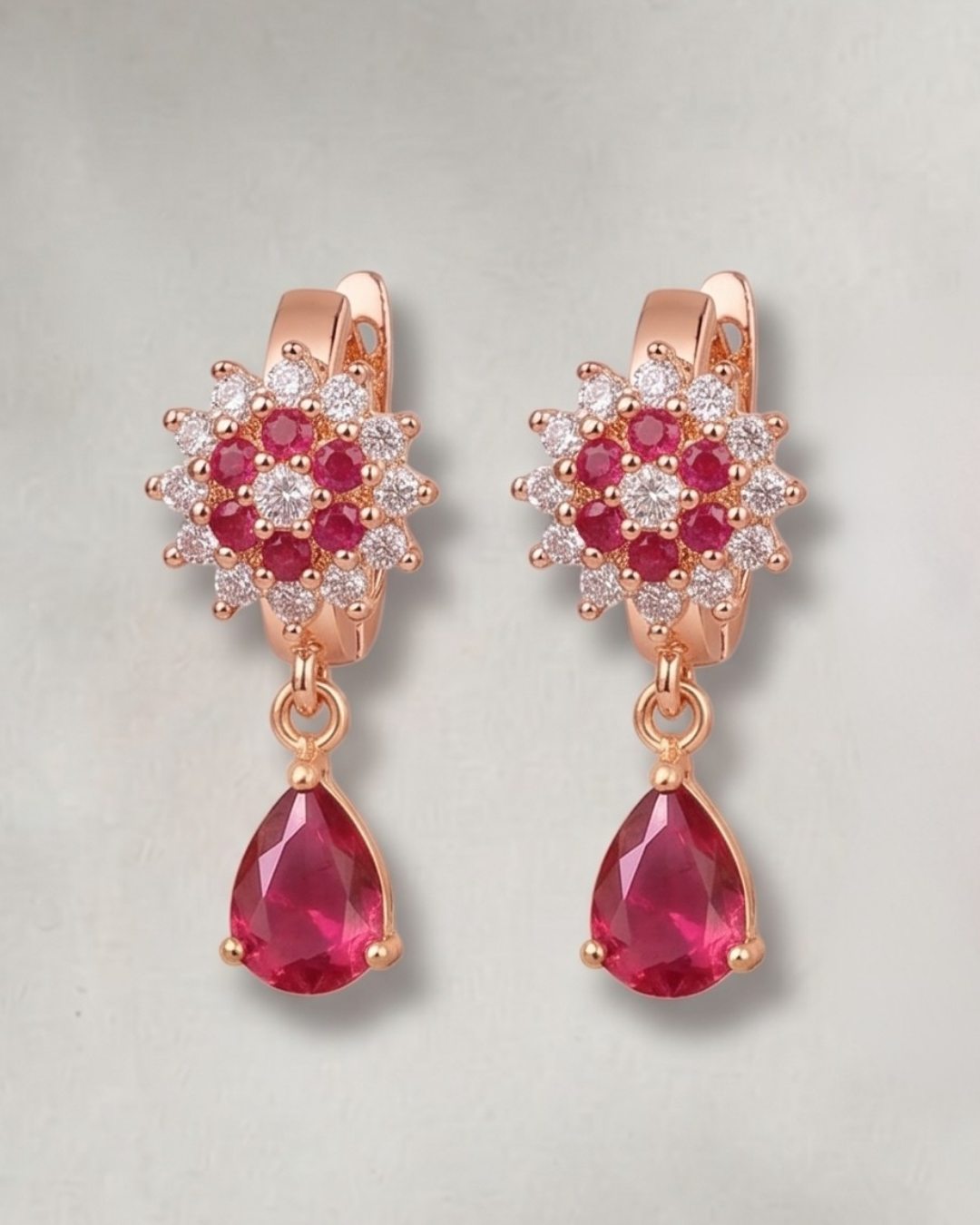 Ruby Radiance Crystal Drop Earrings