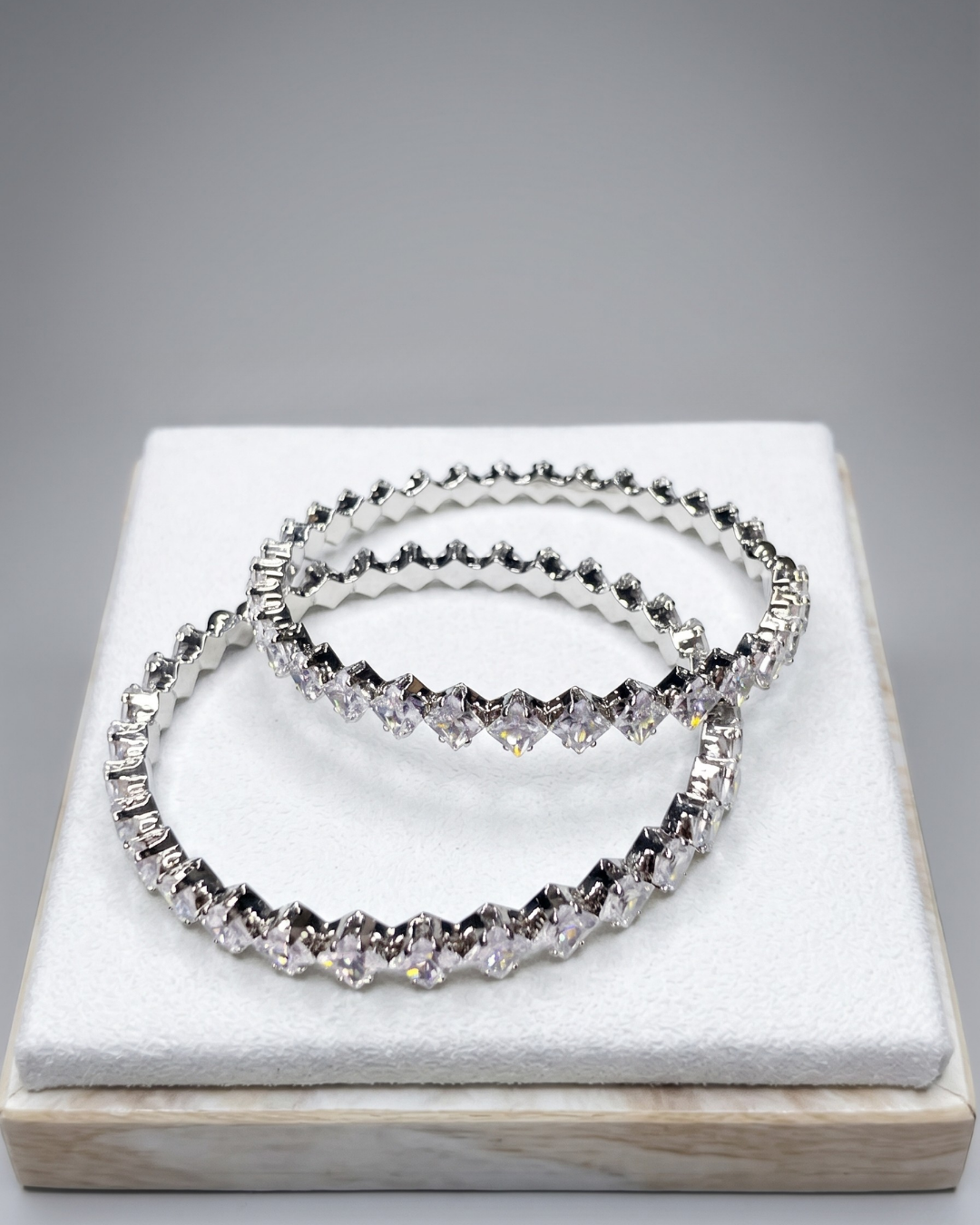 Royal Silver Crystal Bangles