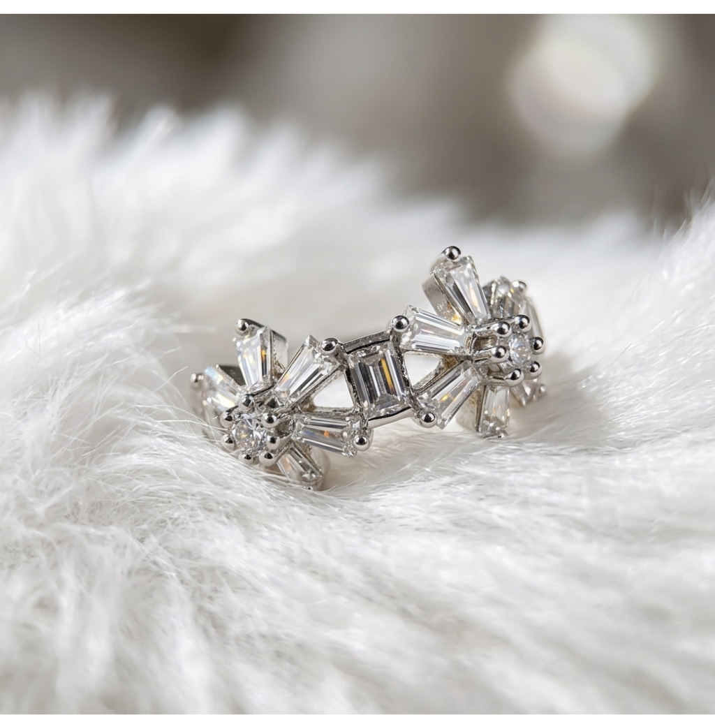 Crystal Adjustable Cluster Ring