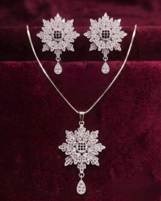 Snowflake crystal necklace and earrings set