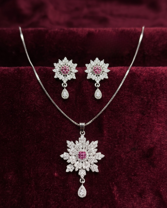 Bloom Snowflake crystal necklace and earrings set