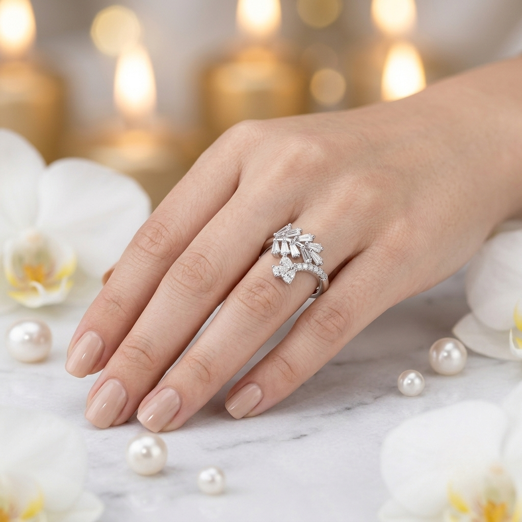 Leaf Motif Adjustable Ring