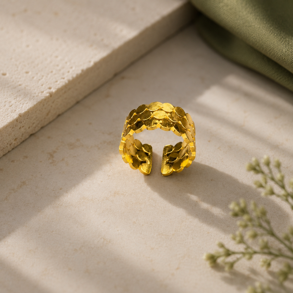 Golden Cascade Statement Ring