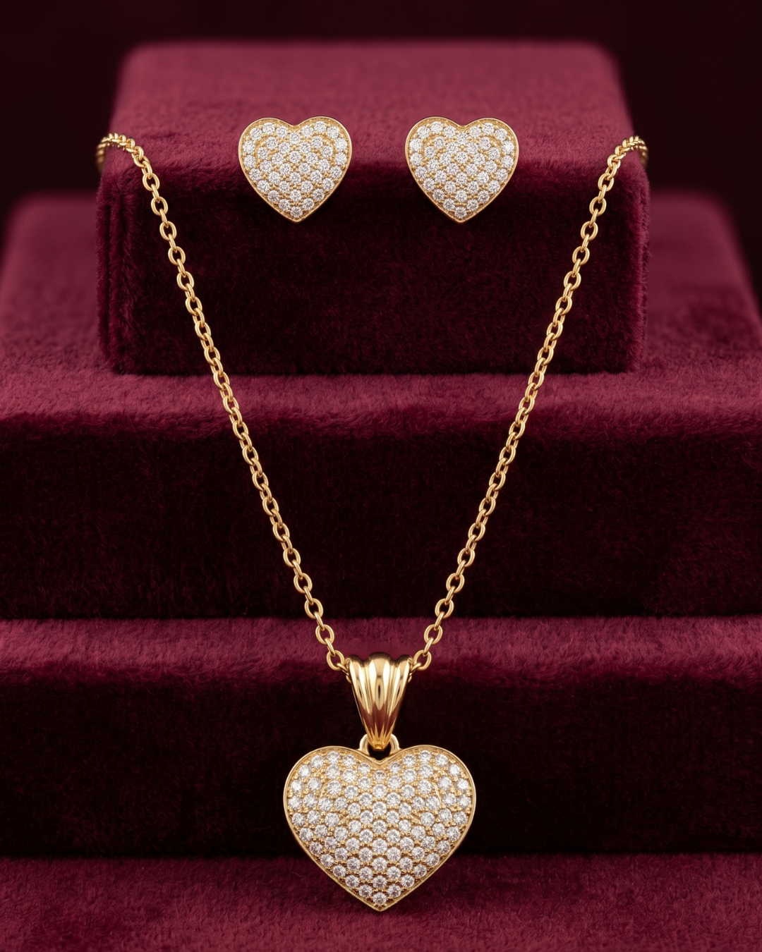 Golden Heart Spark Jewellery Set