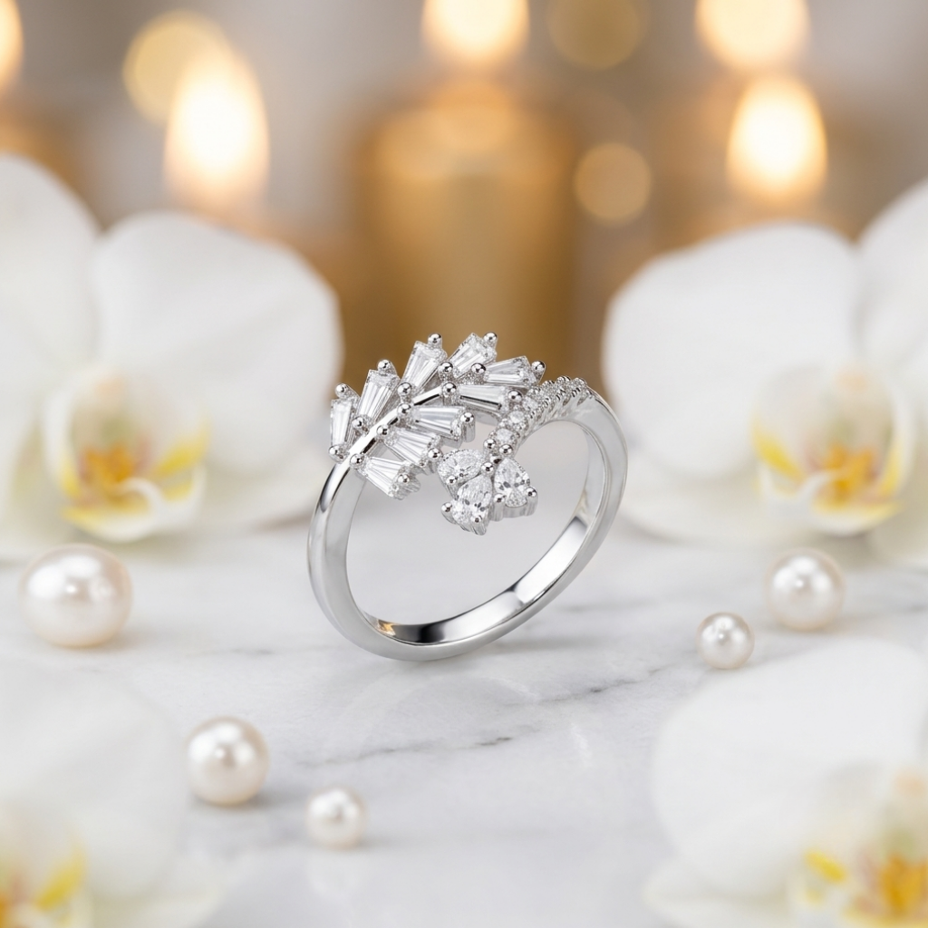 Leaf Motif Adjustable Ring