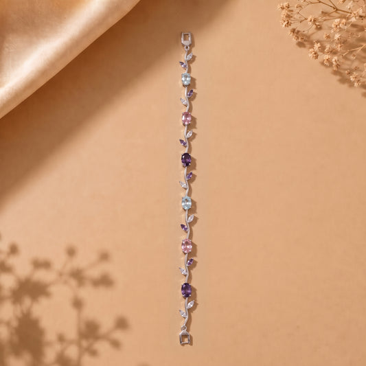 Aurora Vine Bracelet-Multicolor Crystal Leaf Charm
