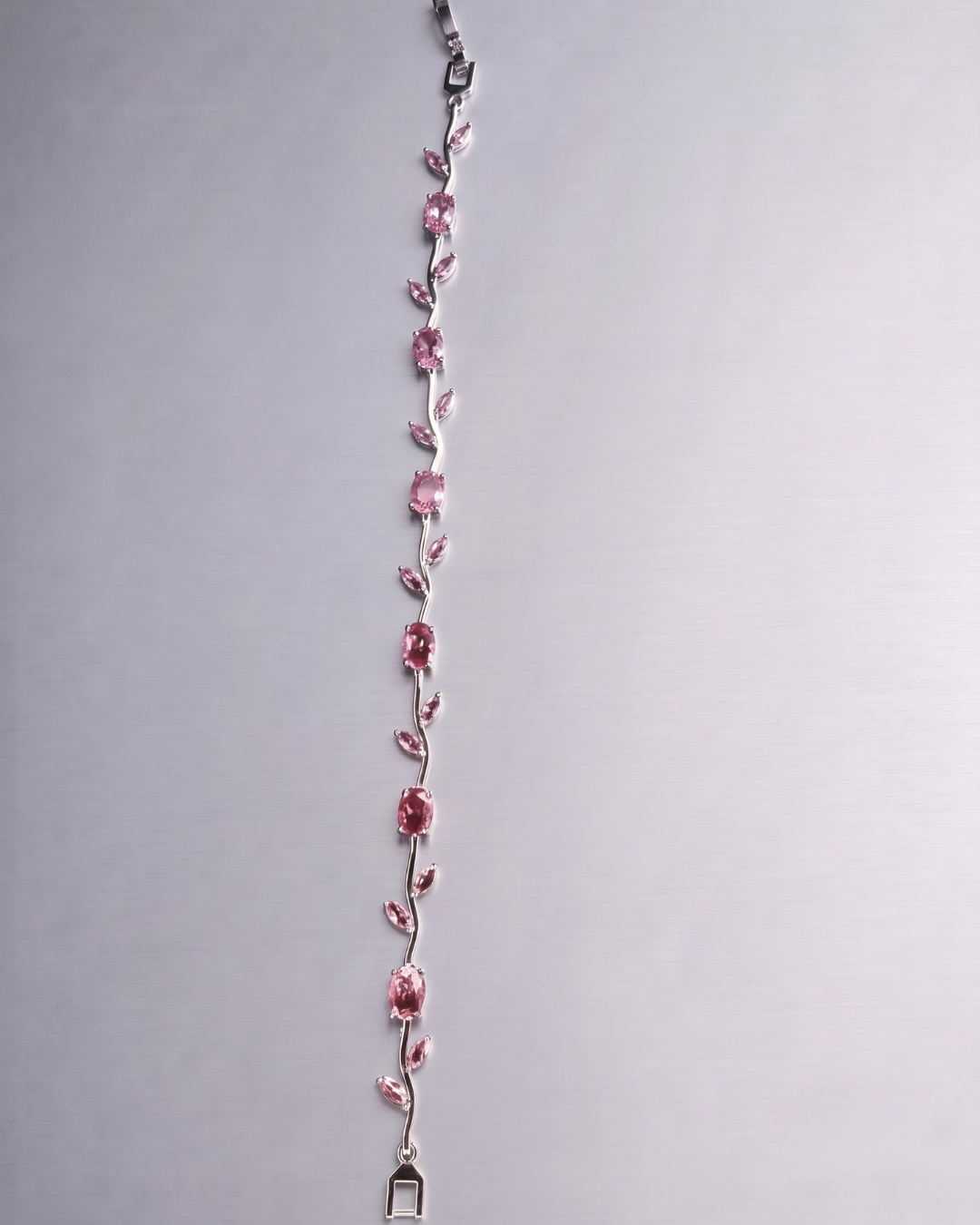 Blush Vine Bracelet Pink Crystal Leaf Charm