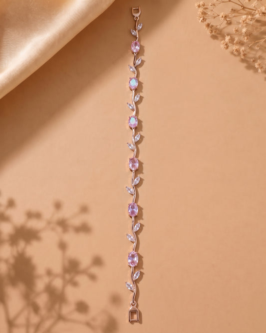Crystal Vine Bracelet-Transparent Crystal Leaf Charm