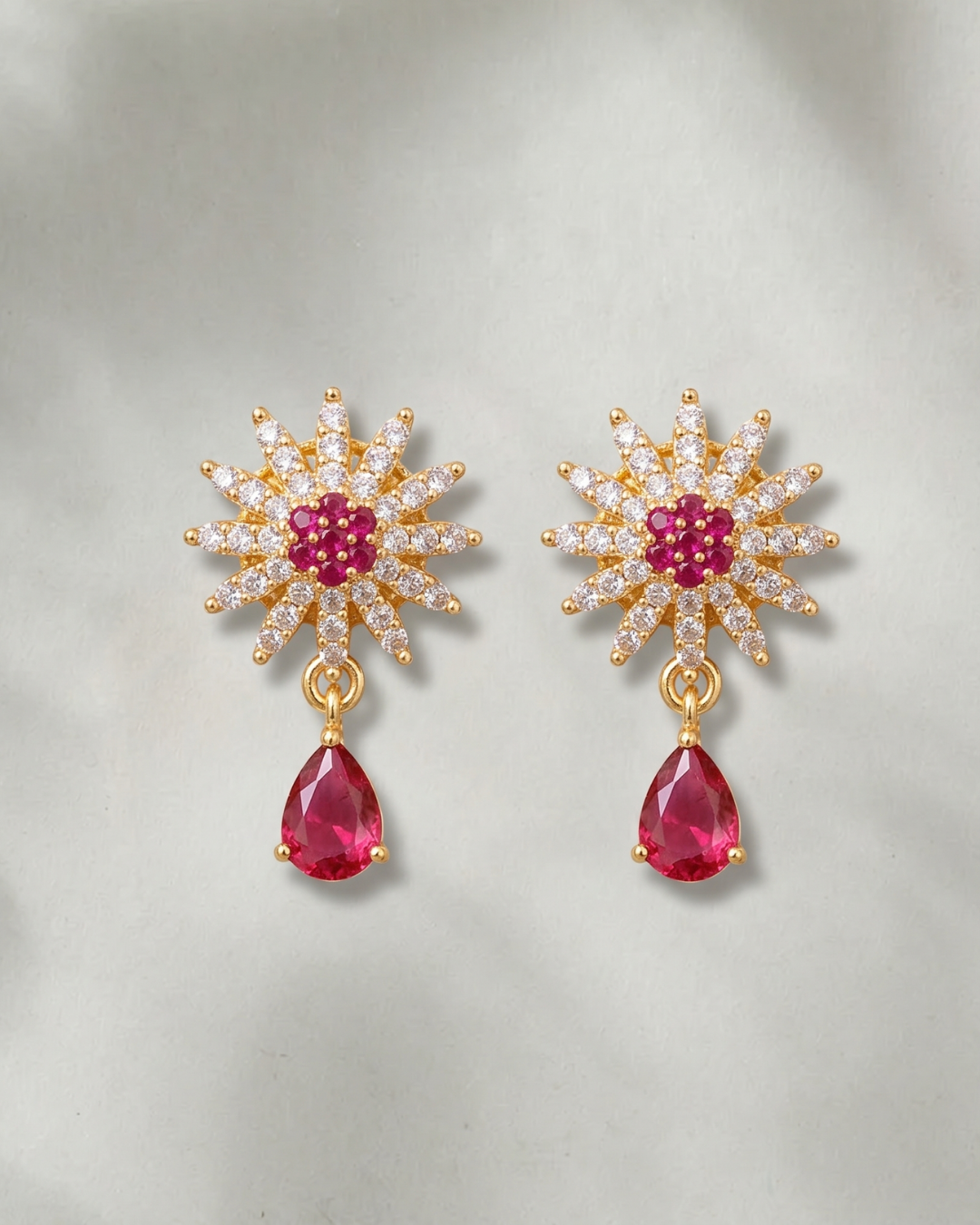 Ruby Radiance Crystal Drop Earrings