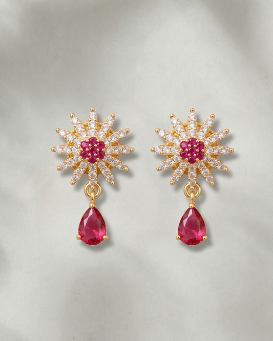 Ruby Radiance Crystal Drop Earrings