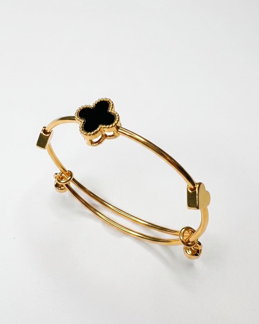 Elegant Black Clover Adjustable Bangle