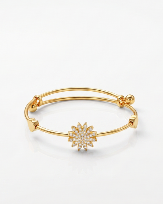 Golden Radiance Crystal Cuff Bracelet