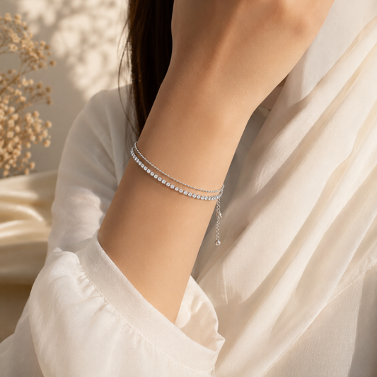 Celeste Double Layer Crystal Anklet