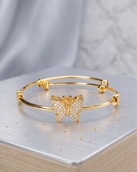 Golden Butterfly Crystal Cuff Bracelet