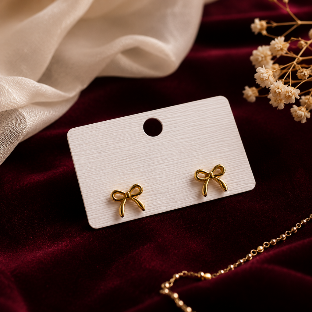 Golden Bow Stud Earrings