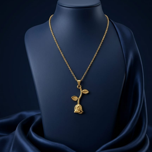 Golden Bloom Floral Pendant Necklace