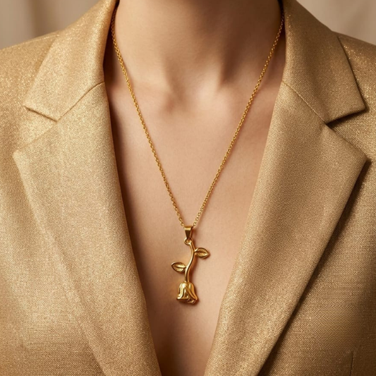 Golden Bloom Floral Pendant Necklace