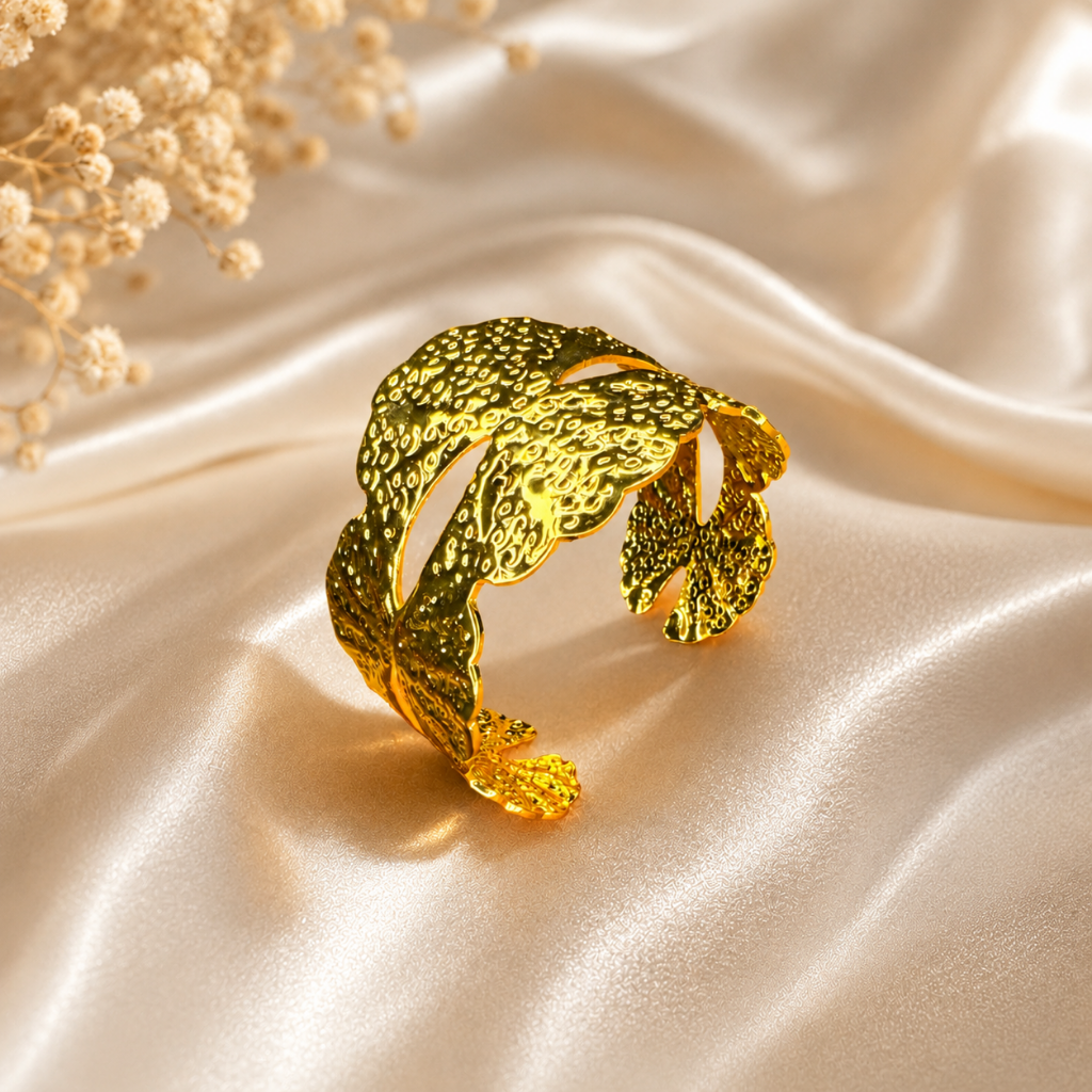 Golden Leaf Modern Cuff Bracelet