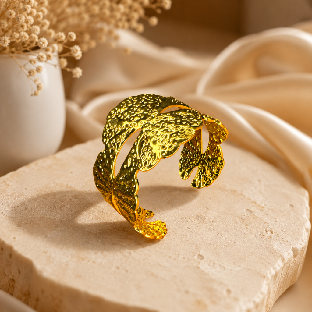 Golden Leaf Modern Cuff Bracelet