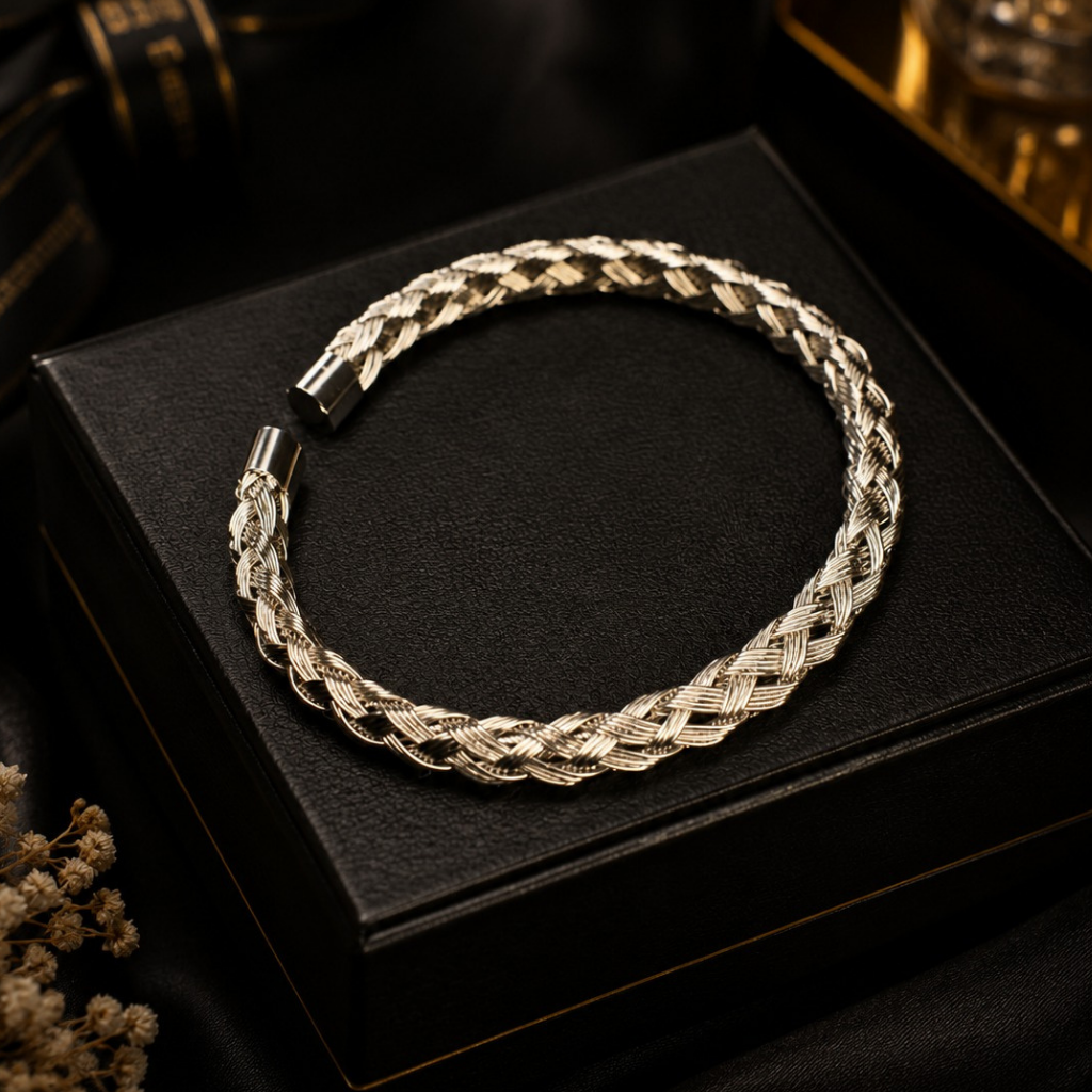 Stainless Steel Crosslink Open Cuff Bracelet