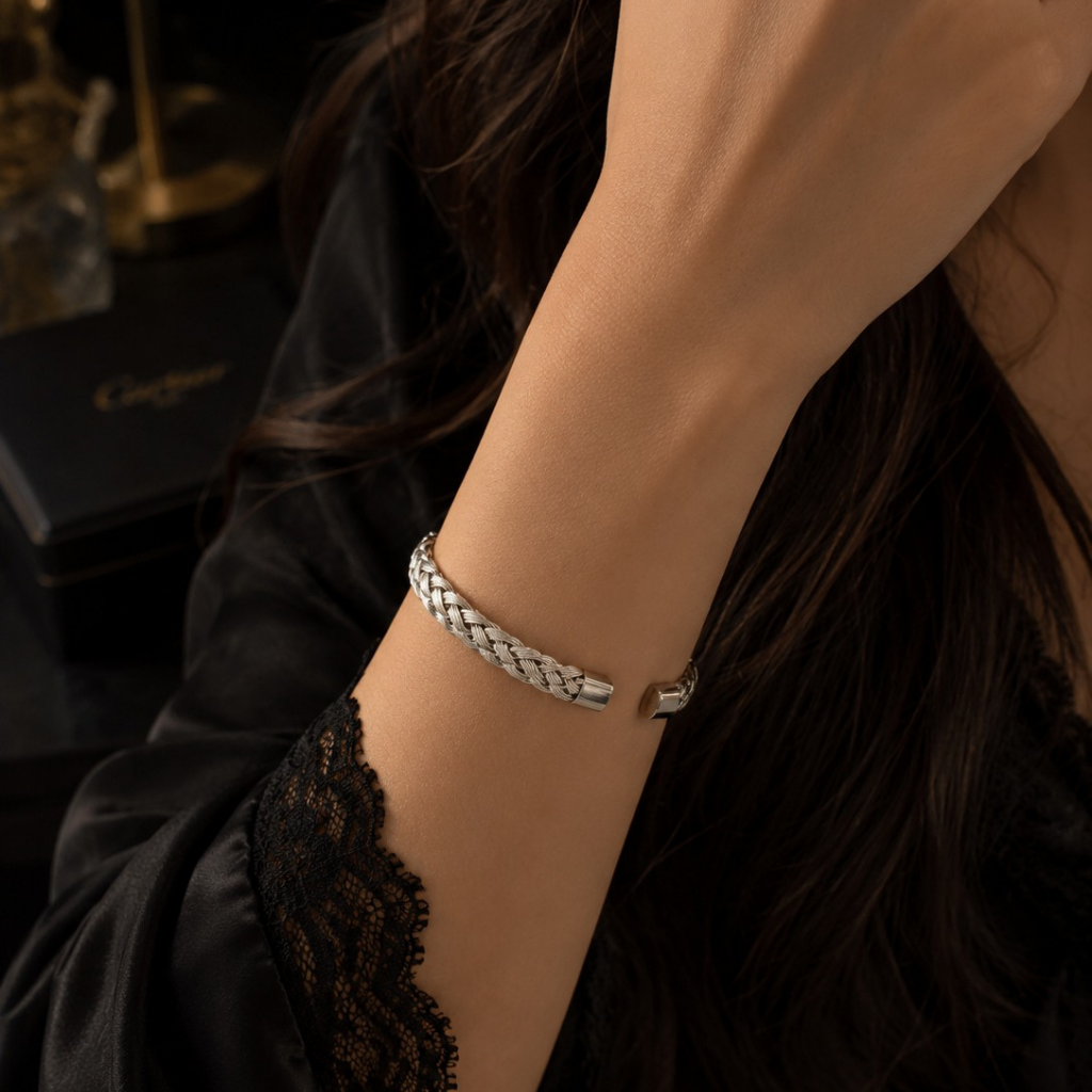 Stainless Steel Crosslink Open Cuff Bracelet