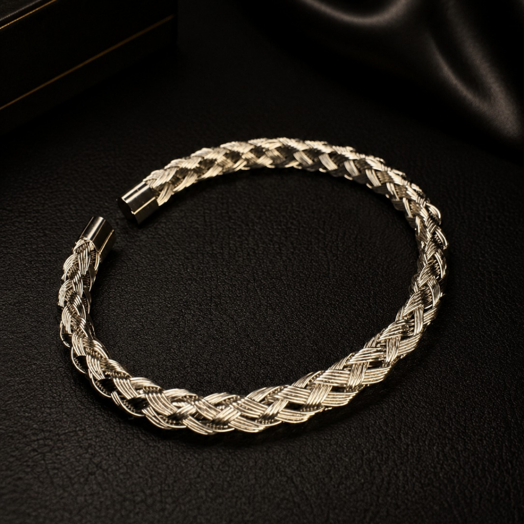 Stainless Steel Crosslink Open Cuff Bracelet