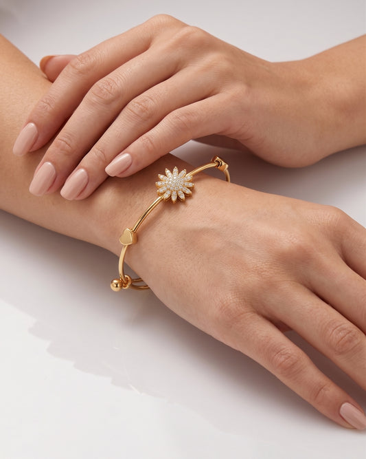 Golden Radiance Crystal Cuff Bracelet