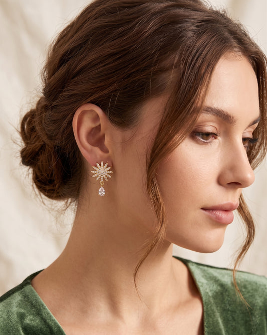 Celestial Spark Crystal Drop Earrings
