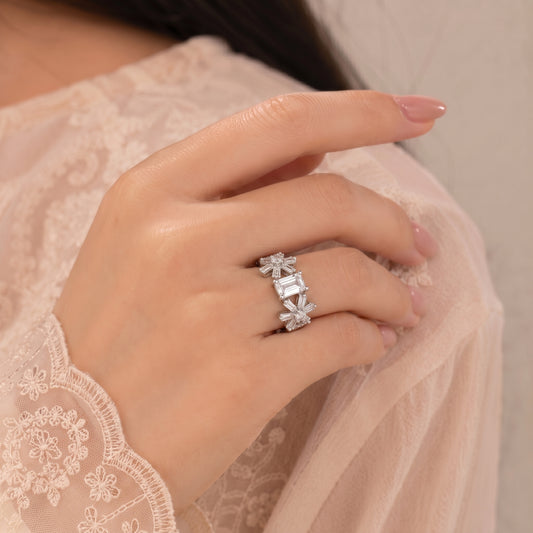 Crystal Adjustable Cluster Ring