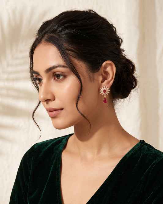 Ruby Radiance Crystal Drop Earrings