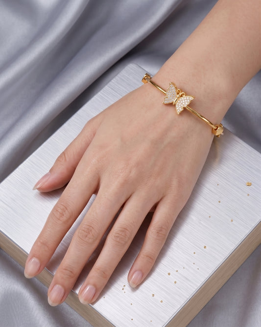 Golden Butterfly Crystal Cuff Bracelet