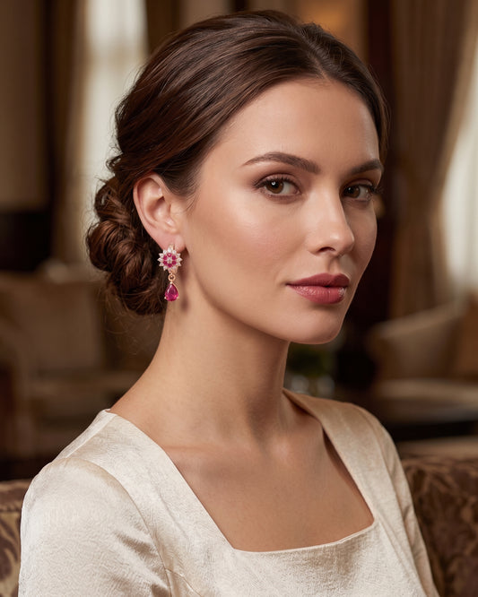Ruby Radiance Crystal Drop Earrings