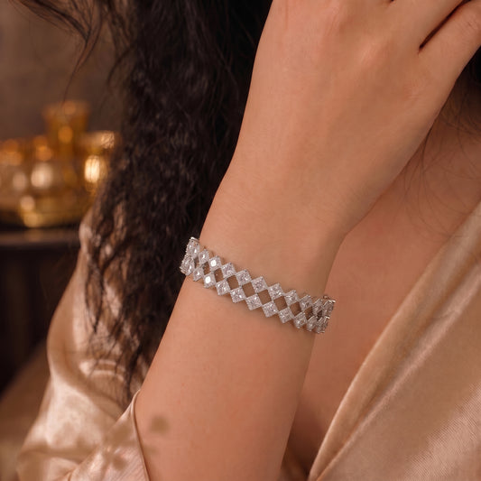 Royal Silver Crystal Bangles