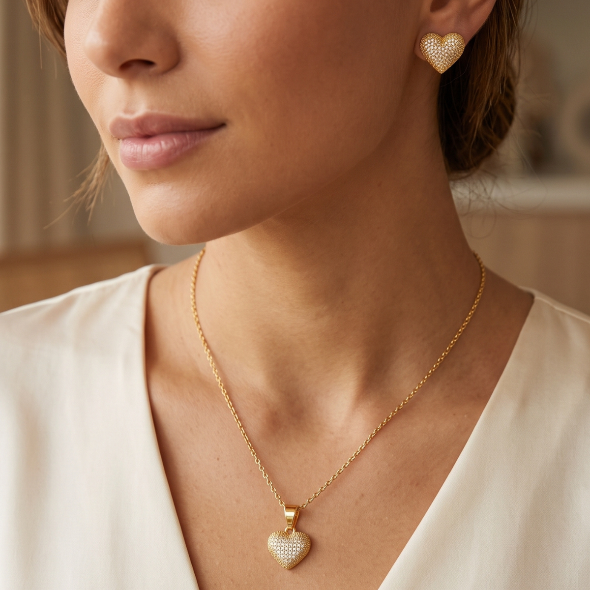 Golden Heart Spark Jewellery Set