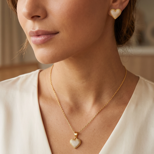 Golden Heart Spark Jewellery Set